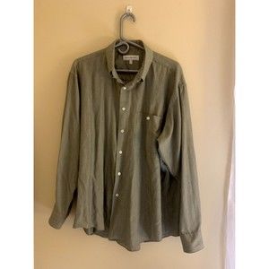 Yves Saint Laurent Men's XL (34-35/17) Gray Green Long Sleeve Button Down Shirt